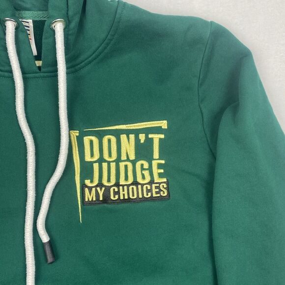Fifth Loop Graphic Don't Judge My Choices Sweater Womens Small Green Hoodie - Picture 4 of 9